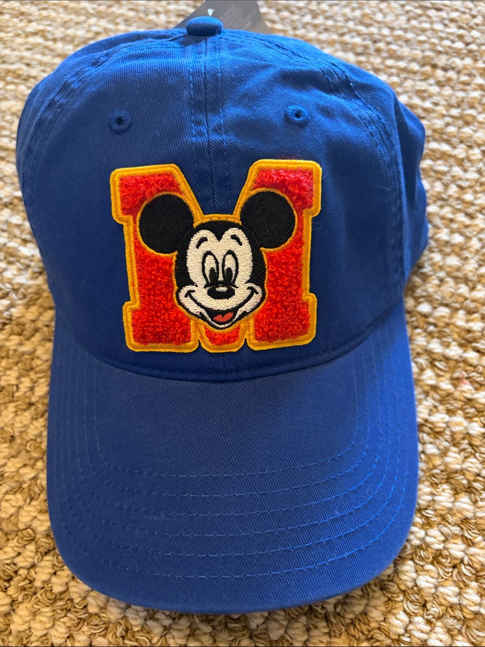 Disney Blue Baseball Cap with Red and Yellow Mickey Patch
